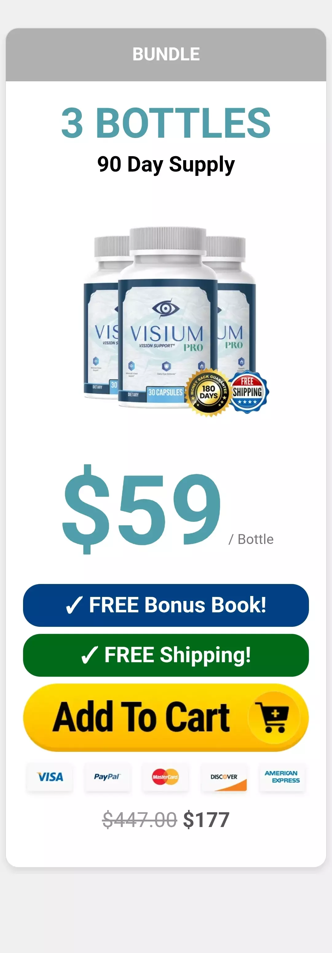 Visium Pro™ 3 bottles pricing